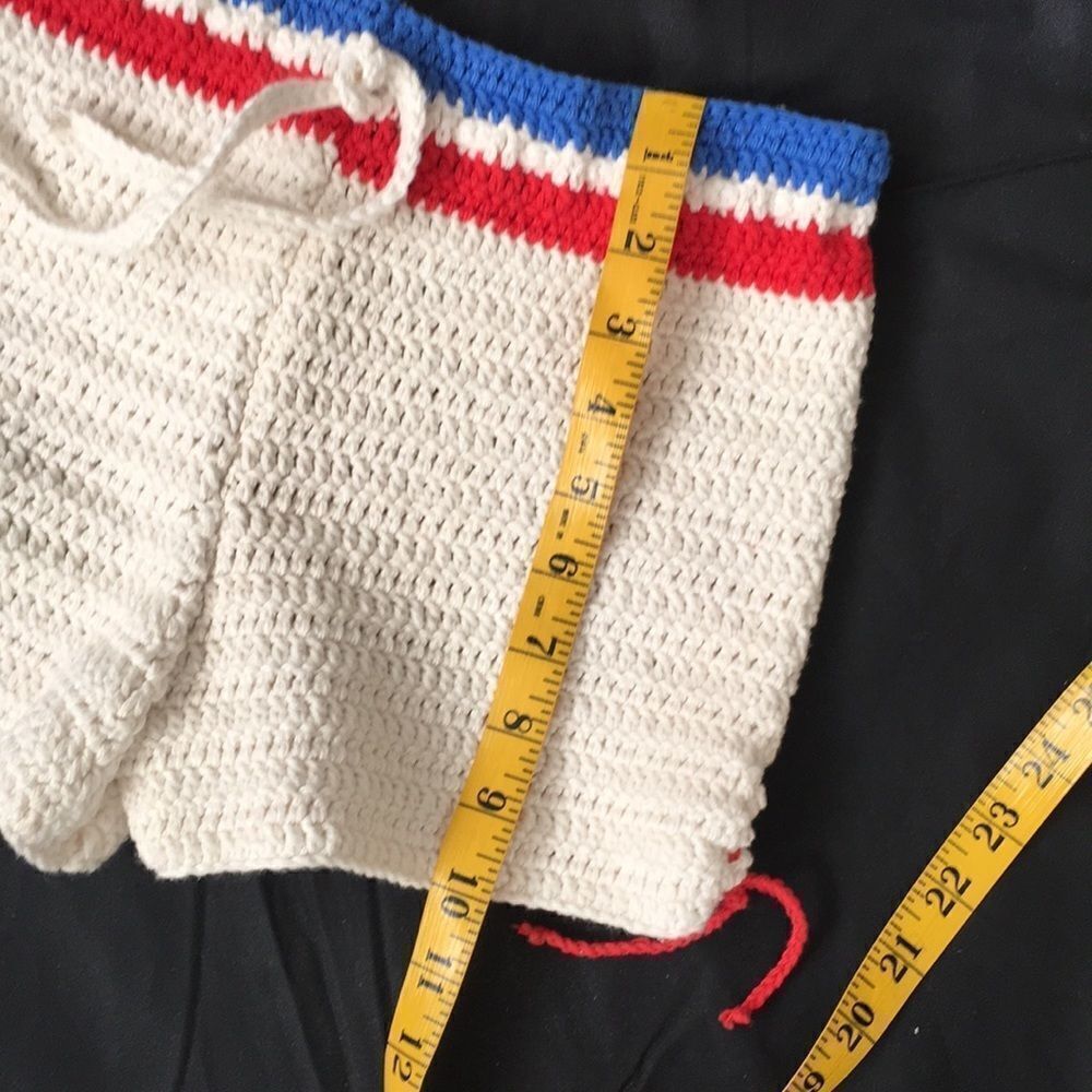 Hand Crocheted 100% USA Cotton Drawstring Shorts - Picture 8 of 10